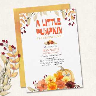 Little Pumpkin Herbst Blume jedes Alters Geburtsta Einladung
