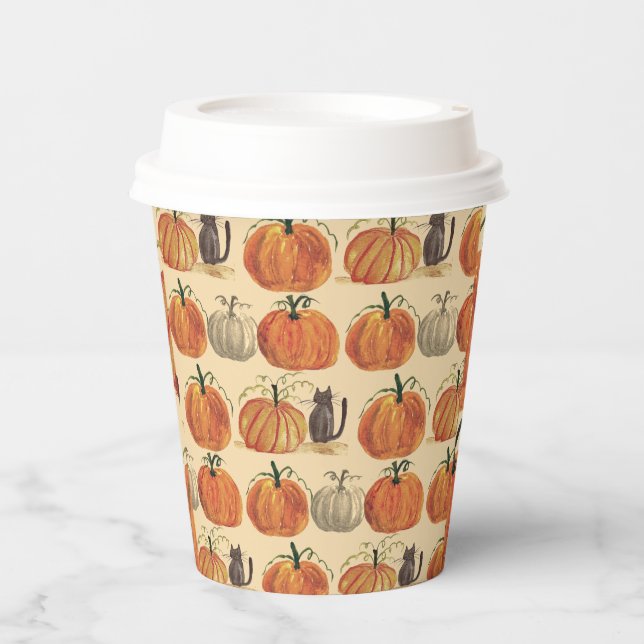 Little Pumpkin Herbst Cat Baby Dusche Pappbecher (Vorderseite)