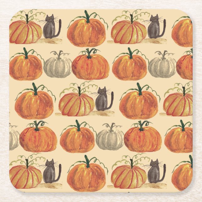 Little Pumpkin Herbst Cat Baby Dusche Rechteckiger Pappuntersetzer (Vorderseite)