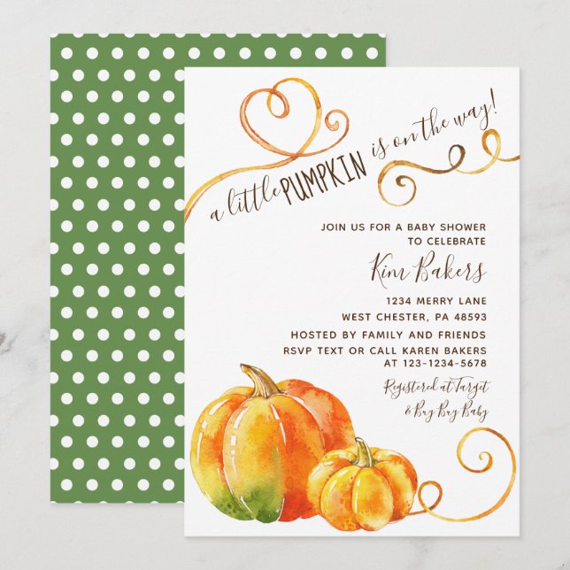 Little Pumpkin Herbst Kinderdusche Einladung (Vorne/Hinten)