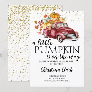 Little Pumpkin Herbst Niedlich Red Truck Baby Dusc Einladung