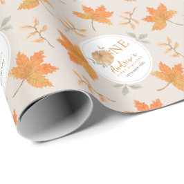 Little Pumpkin Herbstleaf Herbst Erster Geburtstag Geschenkpapier