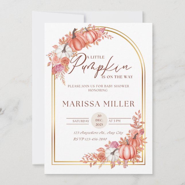 Little Pumpkin Is On the Way Invitation  Einladung (Vorderseite)