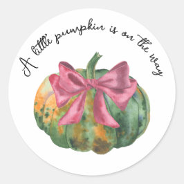 Little Pumpkin ist auf dem Weg Autumn Baby Dusche Runder Aufkleber