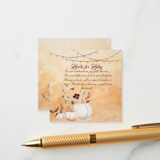 Little Pumpkin ist auf dem Weg Autumn Baby Shower Begleitkarte (Vorderseite/Rückseite Beispiel)