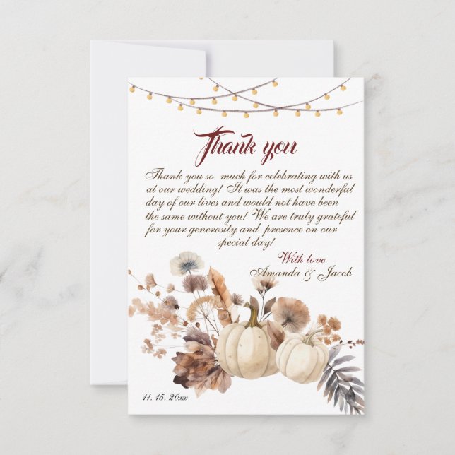 Little Pumpkin ist auf dem Weg Autumn Baby Shower Dankeskarte (Vorderseite)