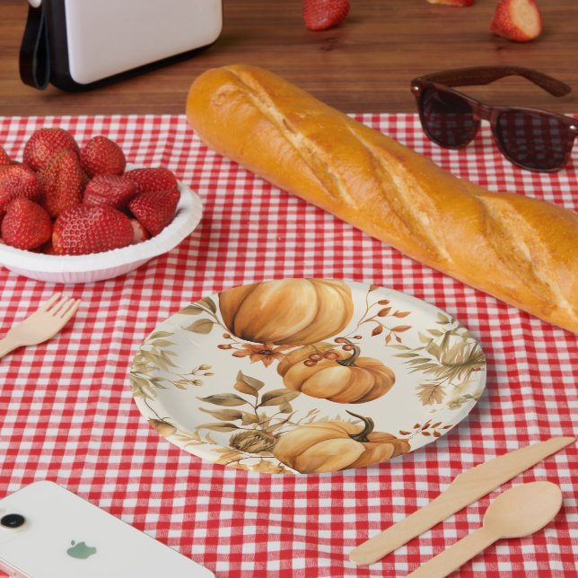 Little Pumpkin ist auf dem Weg Autumn Baby Shower Pappteller (Picknick)