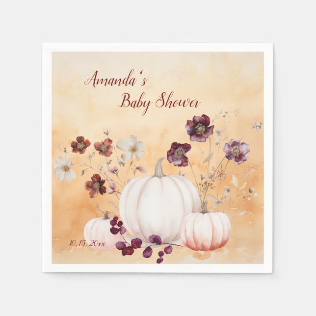 Little Pumpkin ist auf dem Weg Autumn Baby Shower Serviette (Vorderseite)