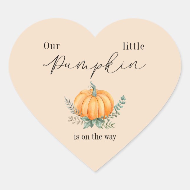 Little Pumpkin ist auf dem Weg Baby Shower Herz-Aufkleber (Vorderseite)