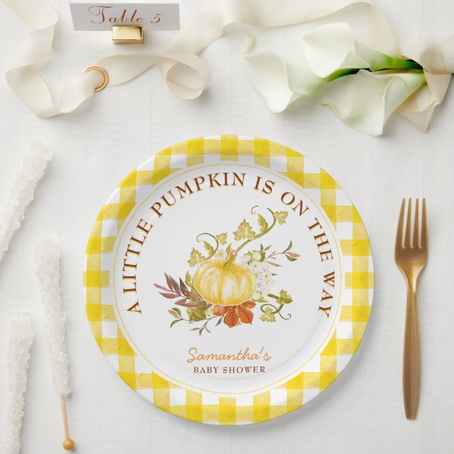 Little Pumpkin ist auf dem Weg Baby Shower Pappteller (Hochzeit)