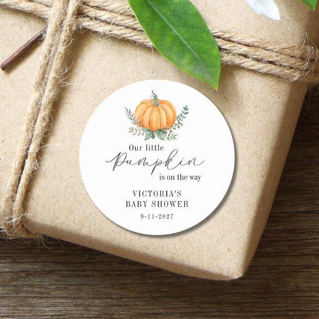Little Pumpkin ist auf dem Weg Baby Shower Runder Aufkleber (Von Creator hochgeladen)