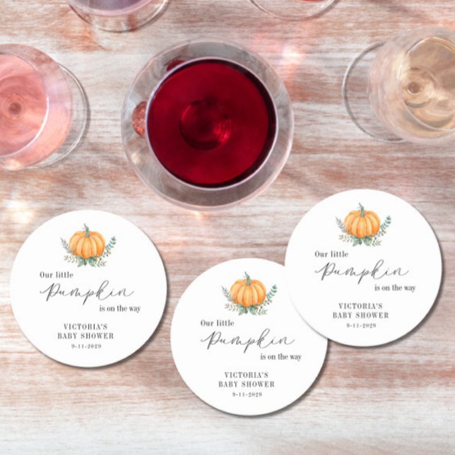 Little Pumpkin ist auf dem Weg Baby Shower Runder Pappuntersetzer (Von Creator hochgeladen)