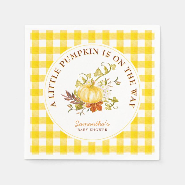 Little Pumpkin ist auf dem Weg Baby Shower Serviette (Vorderseite)