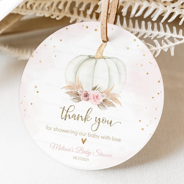 Little Pumpkin ist auf dem Weg Babydusche Geschenkanhänger (Pumpkin baby shower favor tags with autumn design and festive style)