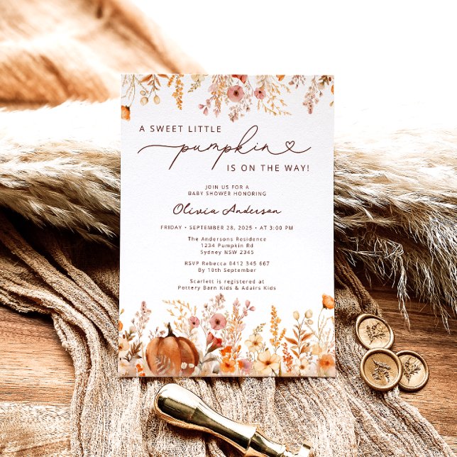 Little Pumpkin ist auf dem Weg Floral Baby Dusche Einladung (Von Creator hochgeladen)
