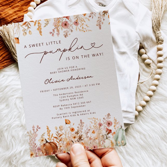 Little Pumpkin ist auf dem Weg Floral Baby Dusche Einladung (Von Creator hochgeladen)
