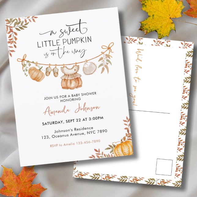 Little Pumpkin ist auf der Way Fall Baby Dusche Postkarte (Von Creator hochgeladen)