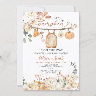 Little Pumpkin Kleidung Autumn Gingham Baby Shower Einladung