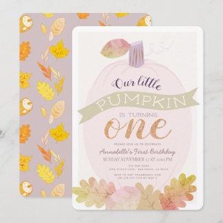 Little Pumpkin Lavender Pink Girl 1. Geburtstag Einladung