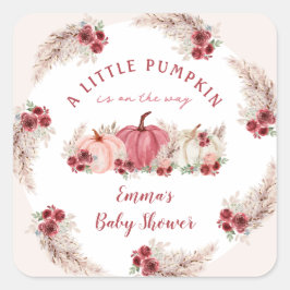 Little Pumpkin Marsala Baby Shower Square Sticker
