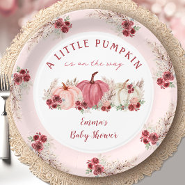 Little Pumpkin Marsala Fall Girl Babydusche Pappteller