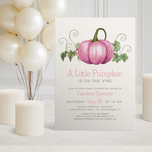 Little Pumpkin Minimalistisch Girl Babydusche Einladung (Von Creator hochgeladen)