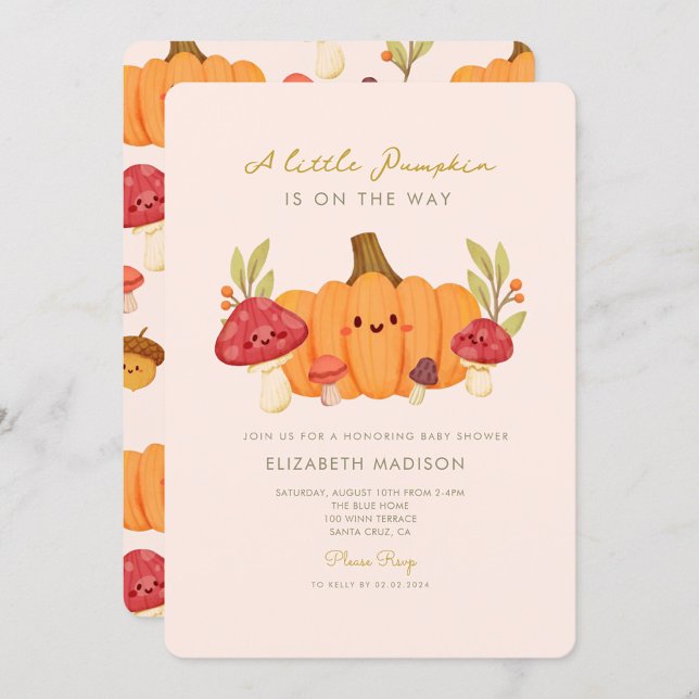 Little Pumpkin Mushroom Baby Shower Invitation Einladung (Von Creator hochgeladen)