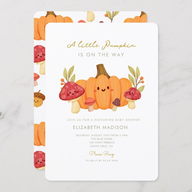 Little Pumpkin Mushroom Baby Shower Invitation Einladung (Von Creator hochgeladen)