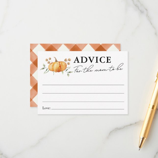 Little Pumpkin Neutral Baby Shower Ratschläge für  Begleitkarte (Vorderseite/Rückseite Beispiel)