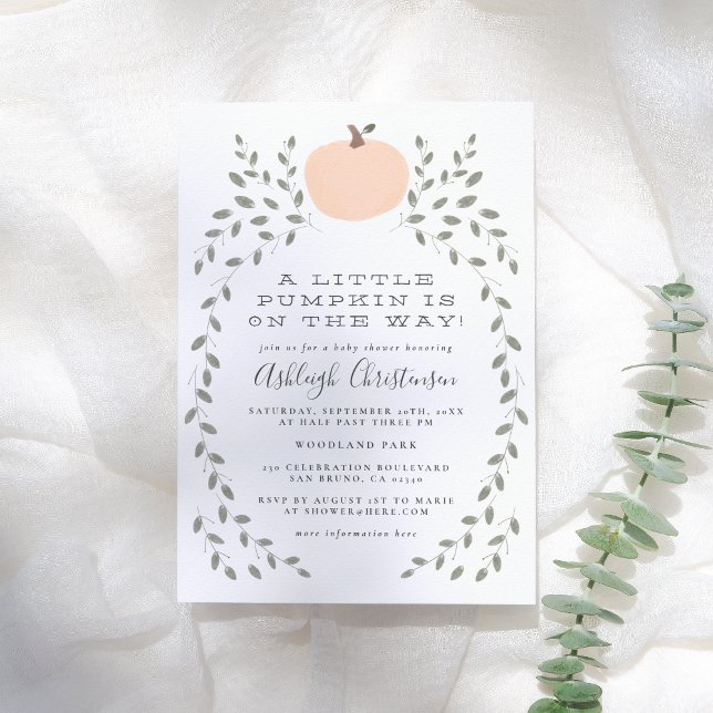 Little Pumpkin Niedlich Rustic Hand Drawn Baby Dus Einladung (Von Creator hochgeladen)