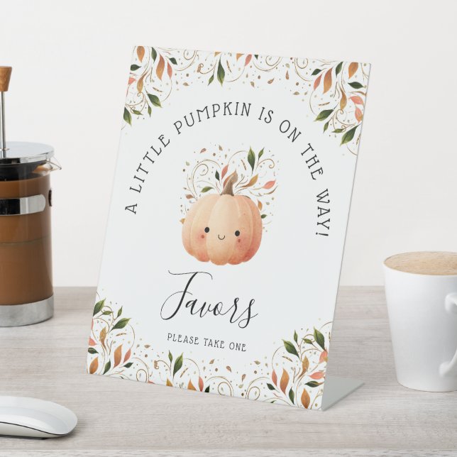 Little Pumpkin on the Way Fall Baby Shower Favorit Sockelschild (In SItu)
