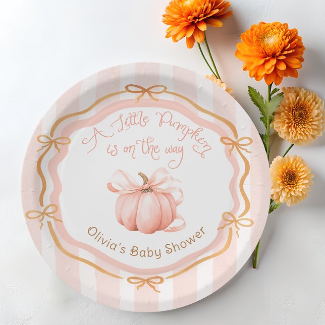 Little Pumpkin on the Way Orange Baby Shower Pappteller (Von Creator hochgeladen)