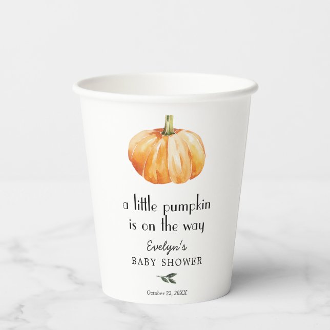 Little Pumpkin on Way Baby Shower Paper Cups Pappbecher (Rückseite)