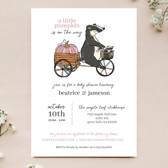 Little Pumpkin on Way Couples Girl Baby Shower Einladung (Von Creator hochgeladen)