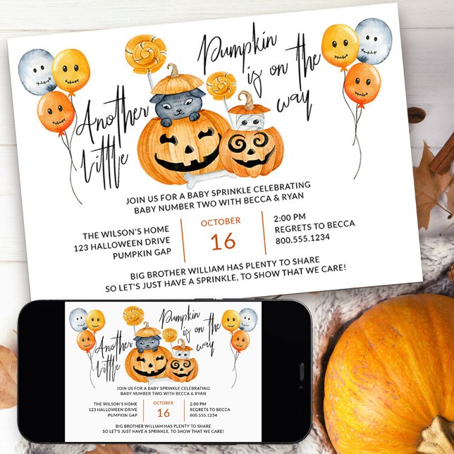 Little Pumpkin on Way Halloween Baby Sprinkle Einladung (Little Pumpkin Baby Sprinkle Invitation for halloween season)