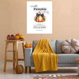 Little Pumpkin Orange Black Minimalism Baby Dusche Poster