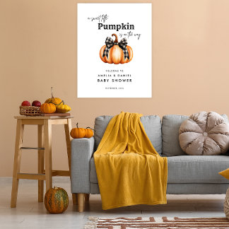 Little Pumpkin Orange Black Minimalism Baby Dusche Poster