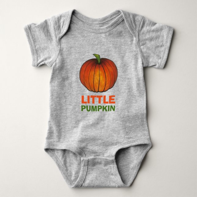 Little Pumpkin Orange Pumpkins Herbsternte Baby Strampler (Vorderseite)