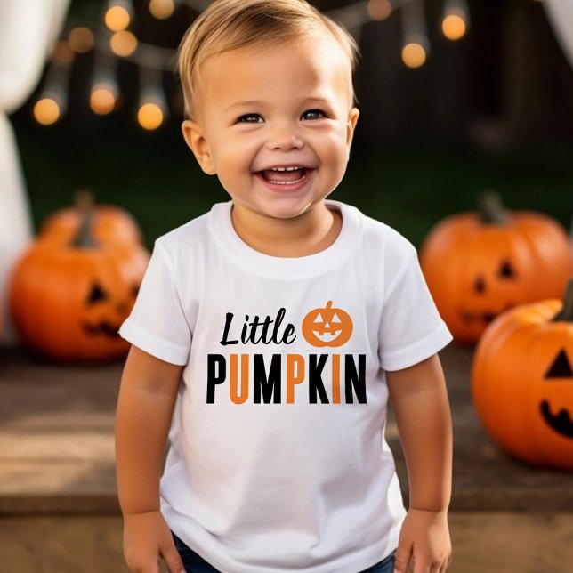 Little Pumpkin Orange und Black Modern Halloween Baby T-shirt (Von Creator hochgeladen)