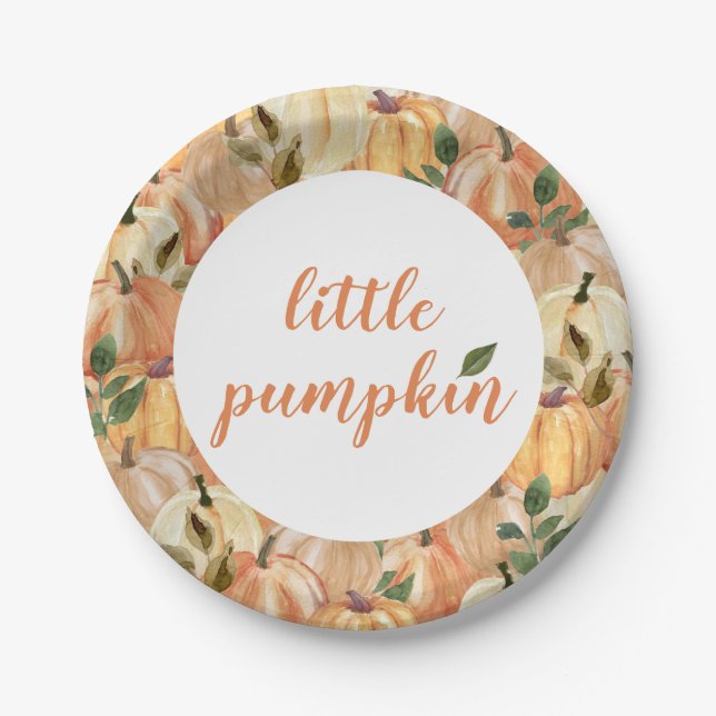 Little Pumpkin Paper Teller Pumpkin Baby Dusche (Vorderseite)