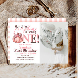Little Pumpkin Pastel Pink 1. Geburtstag Einladung