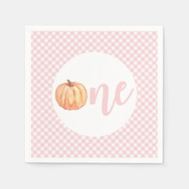 Little Pumpkin pastel rosa kariert ersten Geburtst Serviette