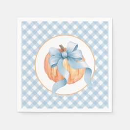 Little Pumpkin Pastellblau kariert erster Geburtst Serviette