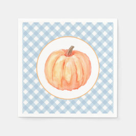 Little Pumpkin Pastellblau kariert erster Geburtst Serviette