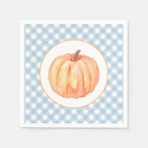 Little Pumpkin Pastellblau kariert erster Geburtst Serviette