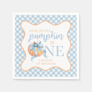 Little Pumpkin Pastellblauer Bogen kariert 1. Gebu Serviette