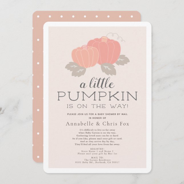 Little Pumpkin Pink Baby Dusche von Mail Einladung (Vorne/Hinten)