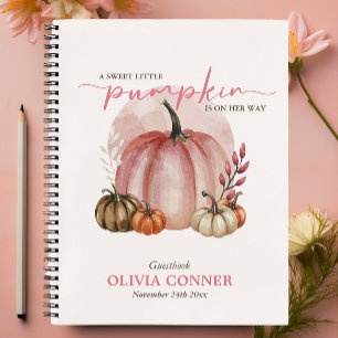 Little Pumpkin Pink Baby Shower Gästeliste Notizbuch