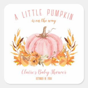 Little Pumpkin Pink Babydusche Square Sticker