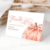 Little Pumpkin Pink Bow Baby Dusche Danke Karte